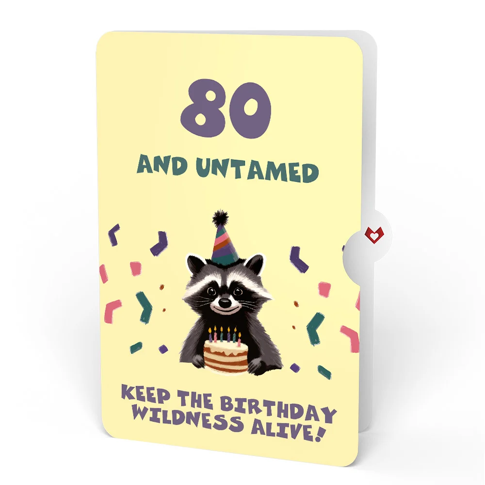 Lovepop Go Feral Raccoon 80th Birthday Pop-Up Card and Sentiment Set Candle - Image 4