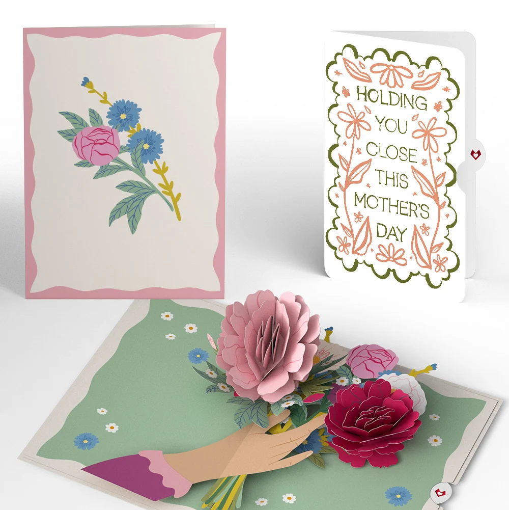 Lovepop Charming Flower Bunch Mother’s Day Pop-Up Card and Vintage Blossom Sentiment Set for Mom Cream