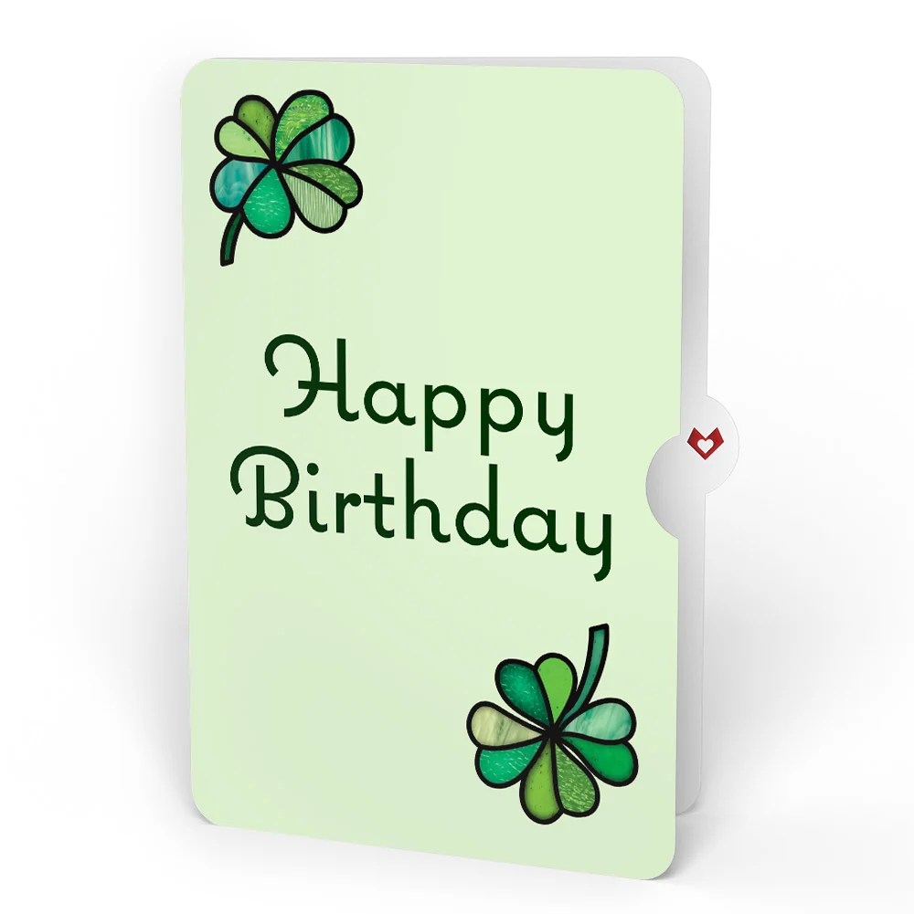Lovepop Lucky Shamrock Birthday Suncatcher Card and Lucky Clover Sentiment Set Glass - Image 4