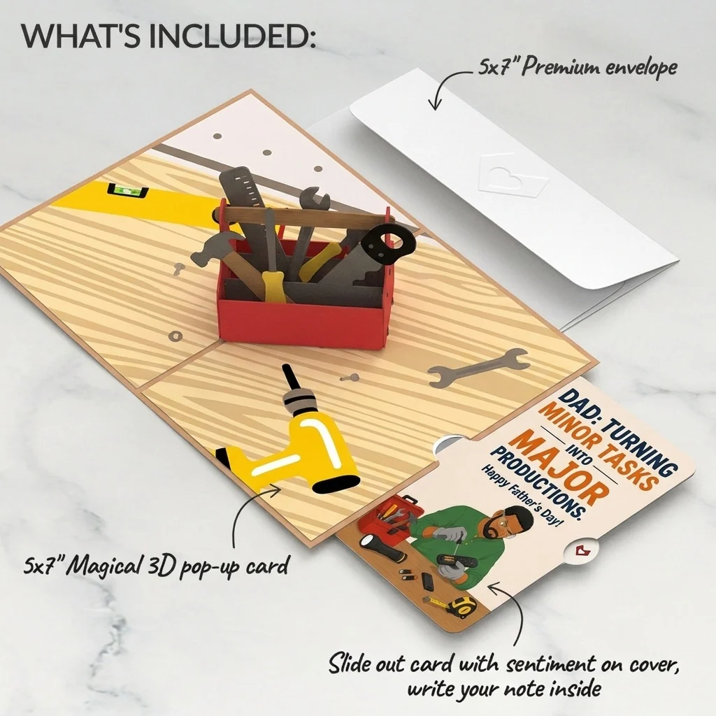 Lovepop Toolbox Father's Day Pop-Up Card and Major Production Sentiment Set for Dad Scale - Image 2