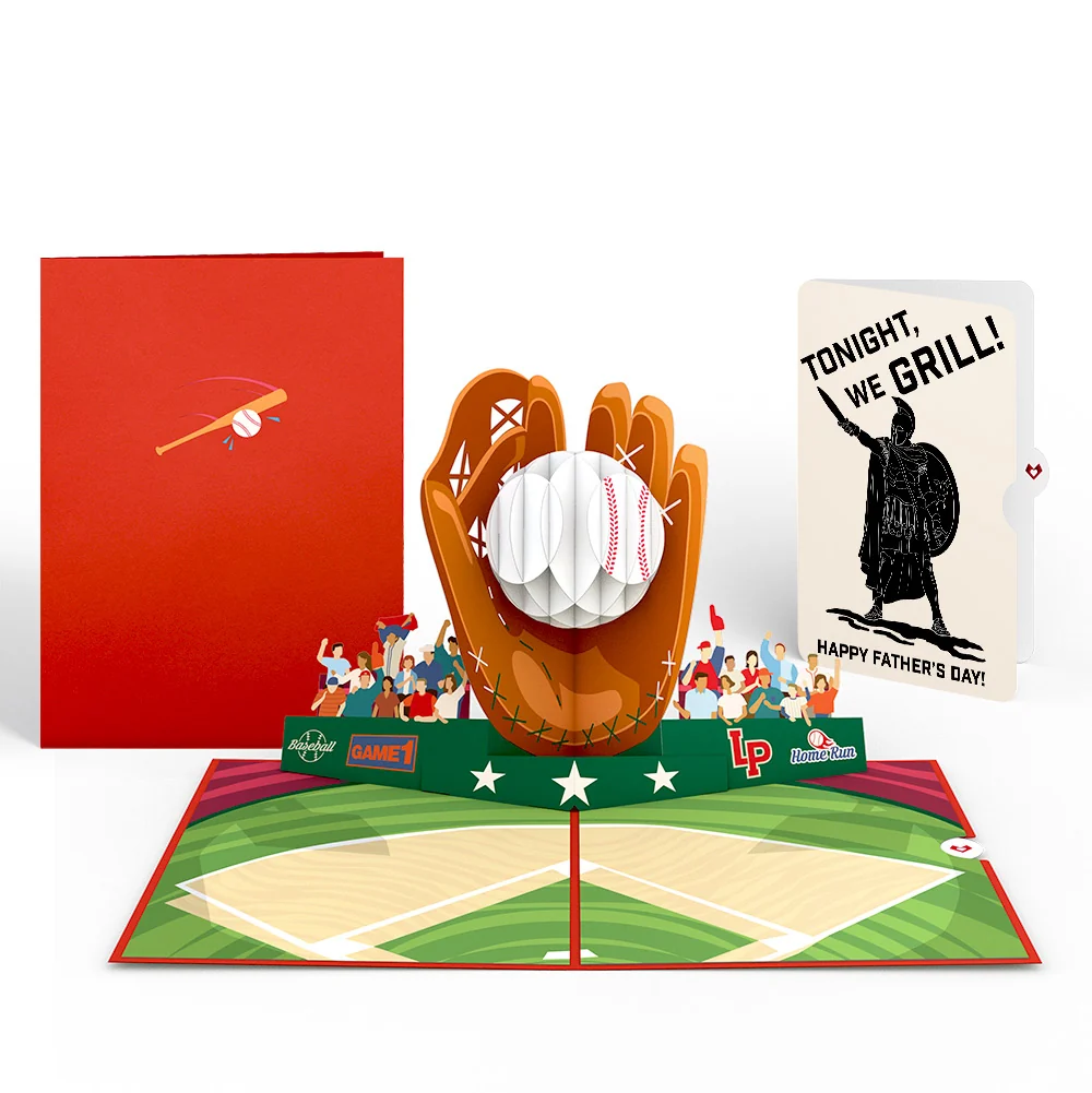 Lovepop Home Run Father's Day Pop-Up Card and Spartan Grilling Sentiment Set Plate