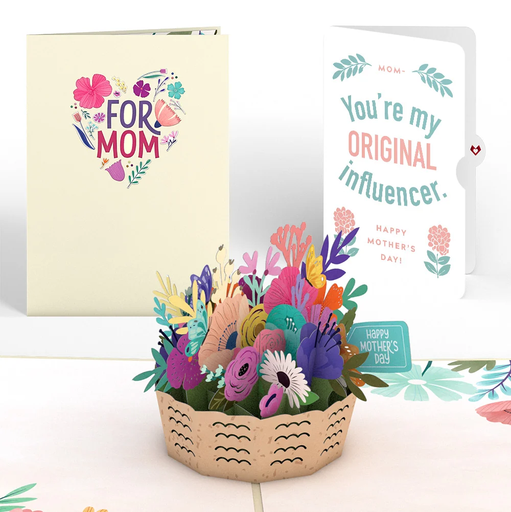 Lovepop Mother's Day Basket Pop-Up Card and Original Bloom Tribute Sentiment Set for Mom Cream
