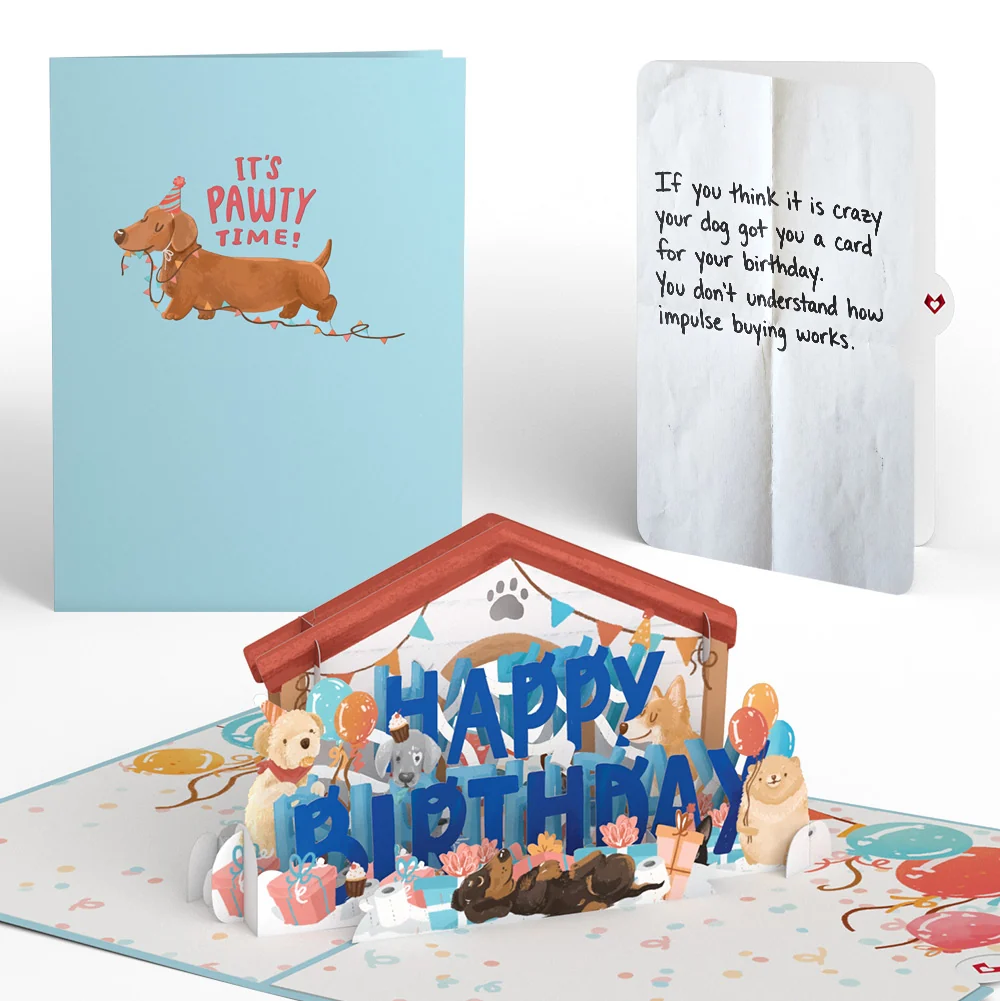 Lovepop Happy Birthday Dogs Pop-Up Card and Impulse Buying Sentiment Set