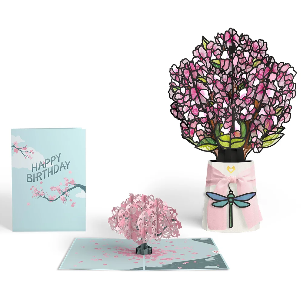 Lovepop Birthday Cherry Blossom Pop-Up Card and Suncatcher Bouquet Bundle