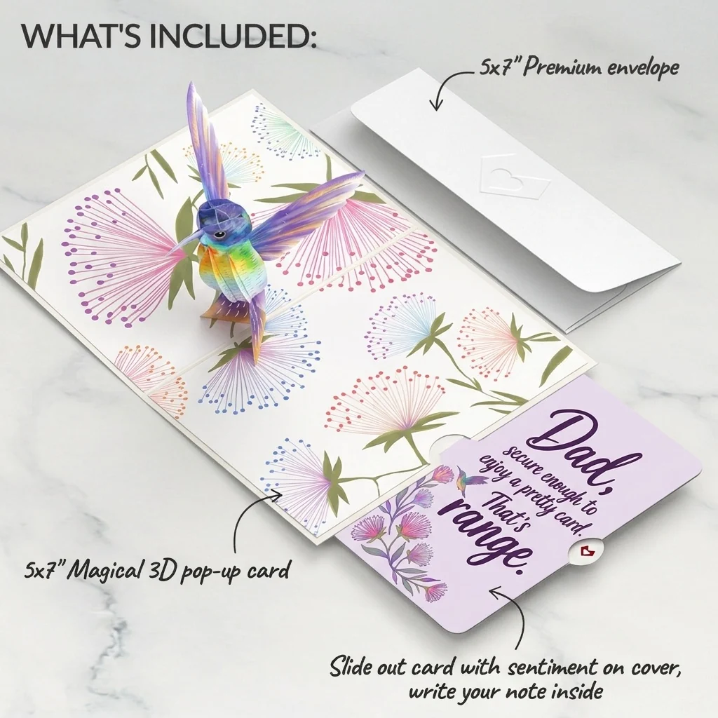Lovepop Vibrant Hummingbird Father's Day Pop-Up Card and That's Range Sentiment Set for Dad - Image 2
