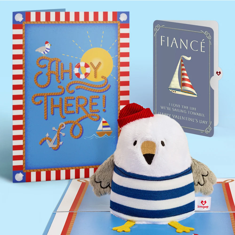Lovepop 'Ahoy There' Valentine Plushpop Card and Sentiment Set for Fiancé