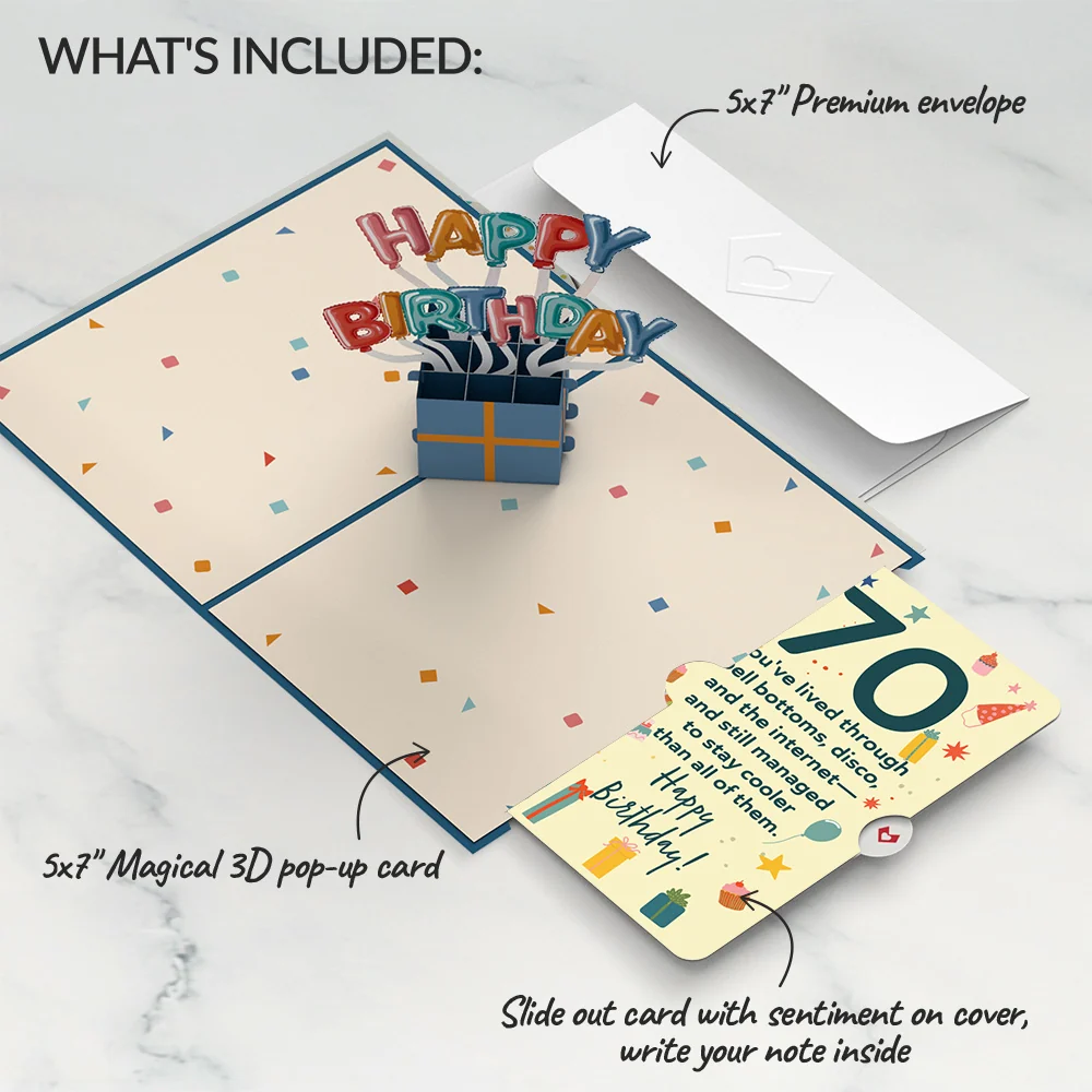 Lovepop Happy 70th Birthday Burst Pop-Up Card and Sentiment Set - Image 2
