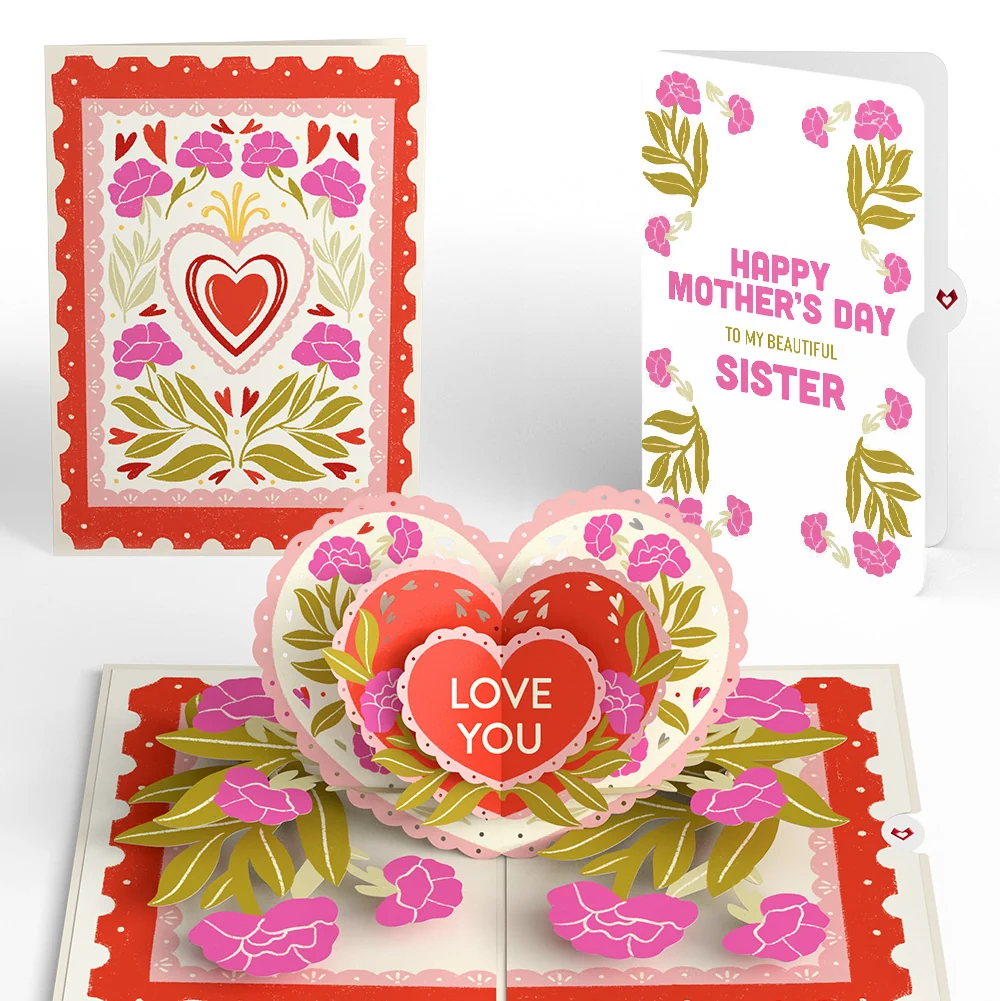 Lovepop Vintage Floral Love You Heart Mother’s Day Pop-Up Card and Sentiment Set for Sister