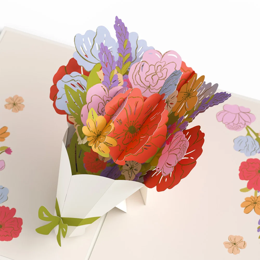 Lovepop Thanks a Bunch Bouquet Anniversary Pop-Up Card and Colorful Blooms Sentiment Set for Business Partners Vase - Image 3