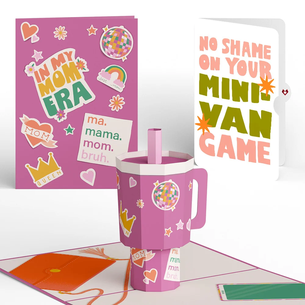 Lovepop Mom Era Tumble Pop-Up Card and Minivan Chaos Humor Sentiment Set Tumbler