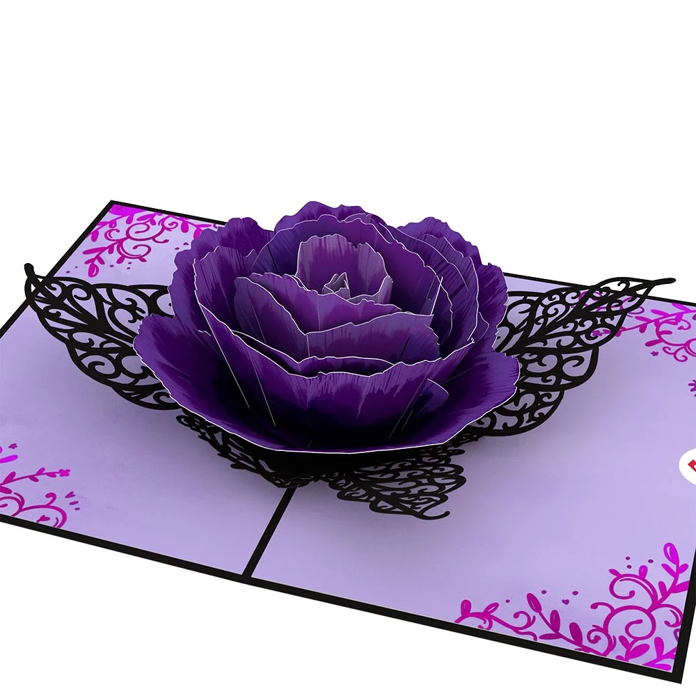 Lovepop Ornate Purple Rose Bloom Pop-Up Card - Image 2