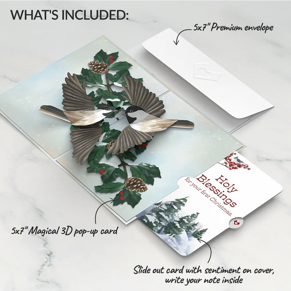 Lovepop Winter Chickadees First Christmas Pop-Up Card and Sentiment Set - Image 2