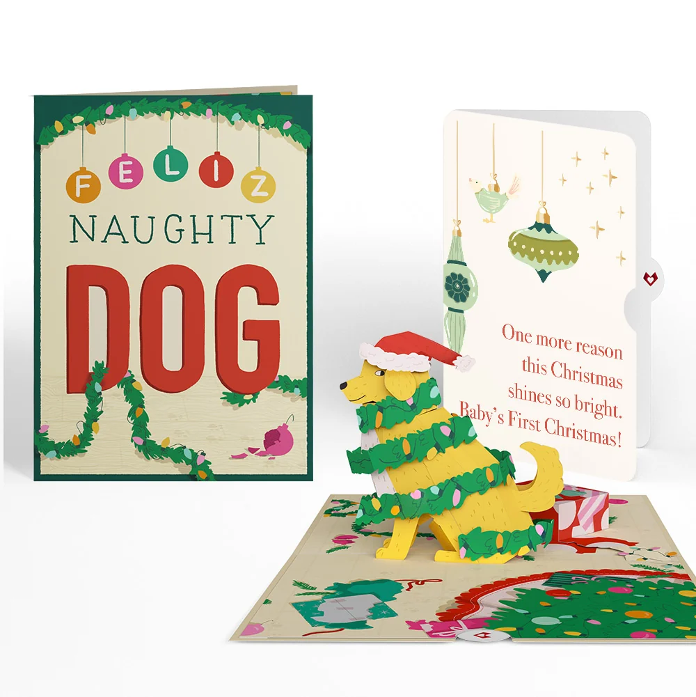 Lovepop Feliz Naughty Dog Christmas Pop-Up Card and Sentiment Set for Baby