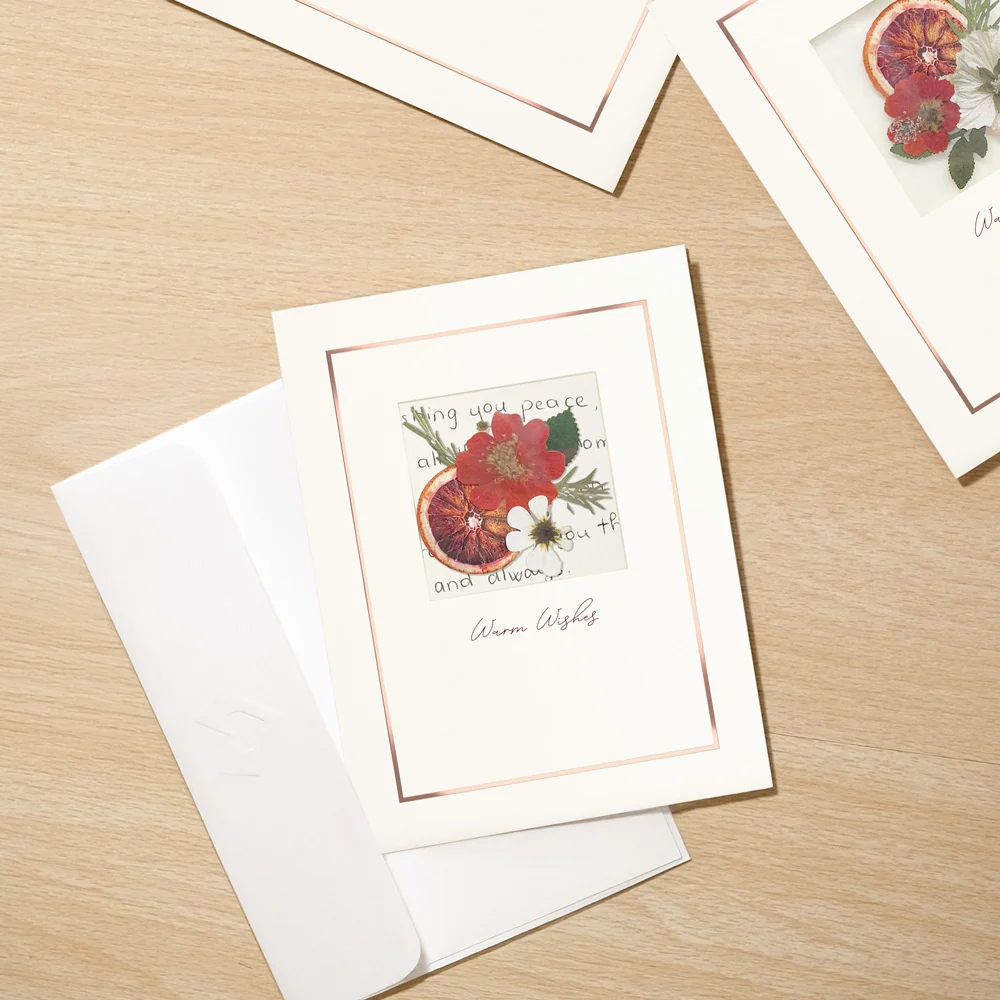 Lovepop Yuletide Crimson (Assorted 12-Pack) – Petal Pressed ‘Warm Wishes’ Notecards - Image 4