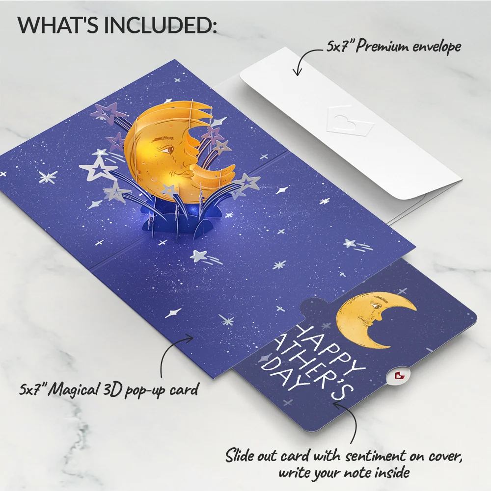 Lovepop Love You to the Moon and Back Father’s Day Light-Up Pop-Up Card and Sentiment Set for Dad - Image 2
