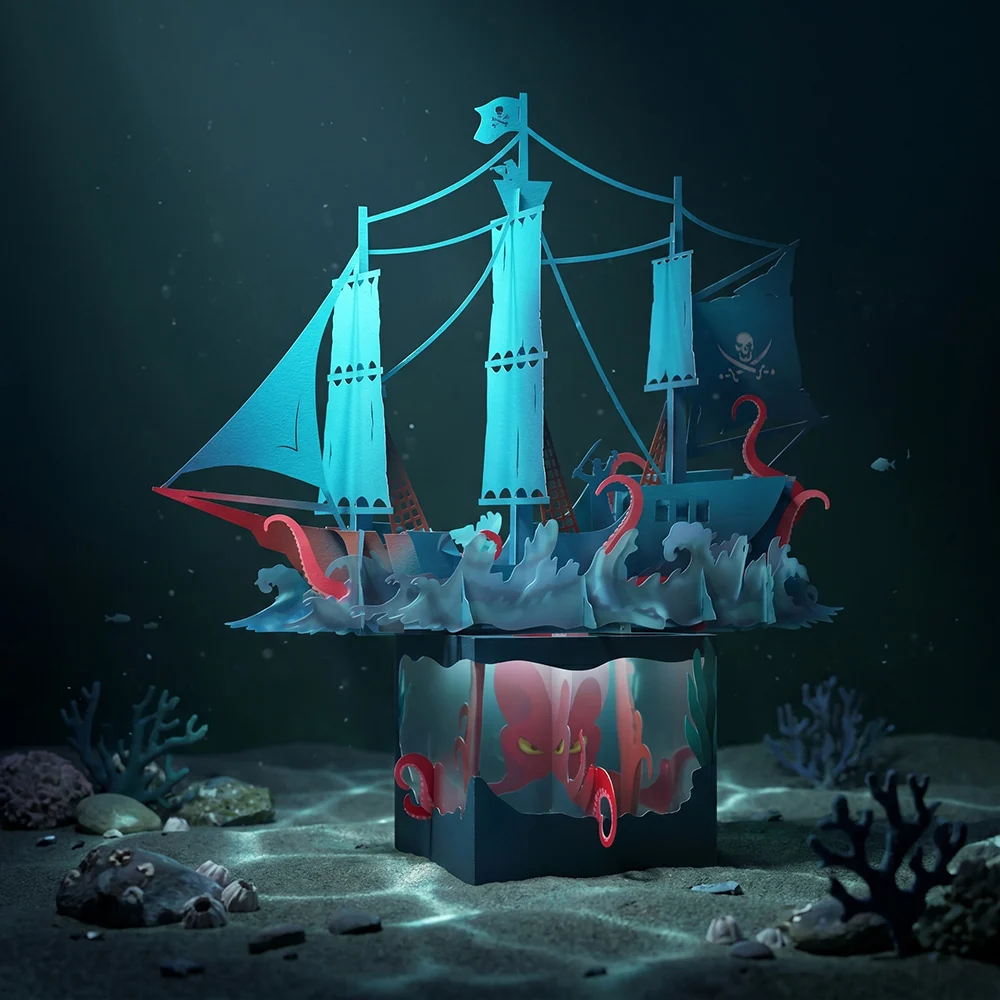 Lovepop Pirate Ship Unboxed Pop-Up Paper Sculpture - Image 2