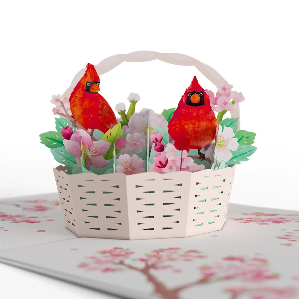 Lovepop Cherry Blossom Basket with Cardinals Birthday Pop-Up Card and Sentiment Set - Image 3