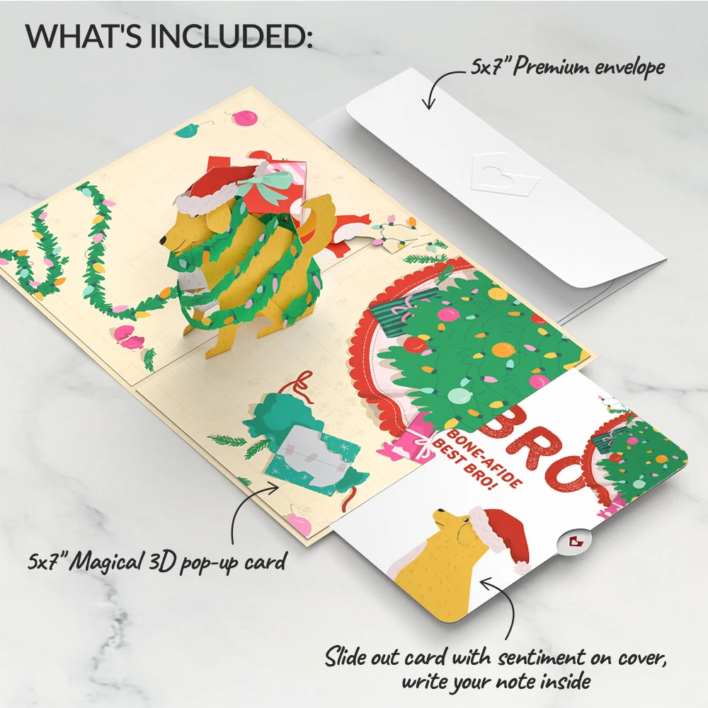 Lovepop Feliz Naughty Dog Christmas Pop-Up Card and Sentiment Set for Brother - Image 2