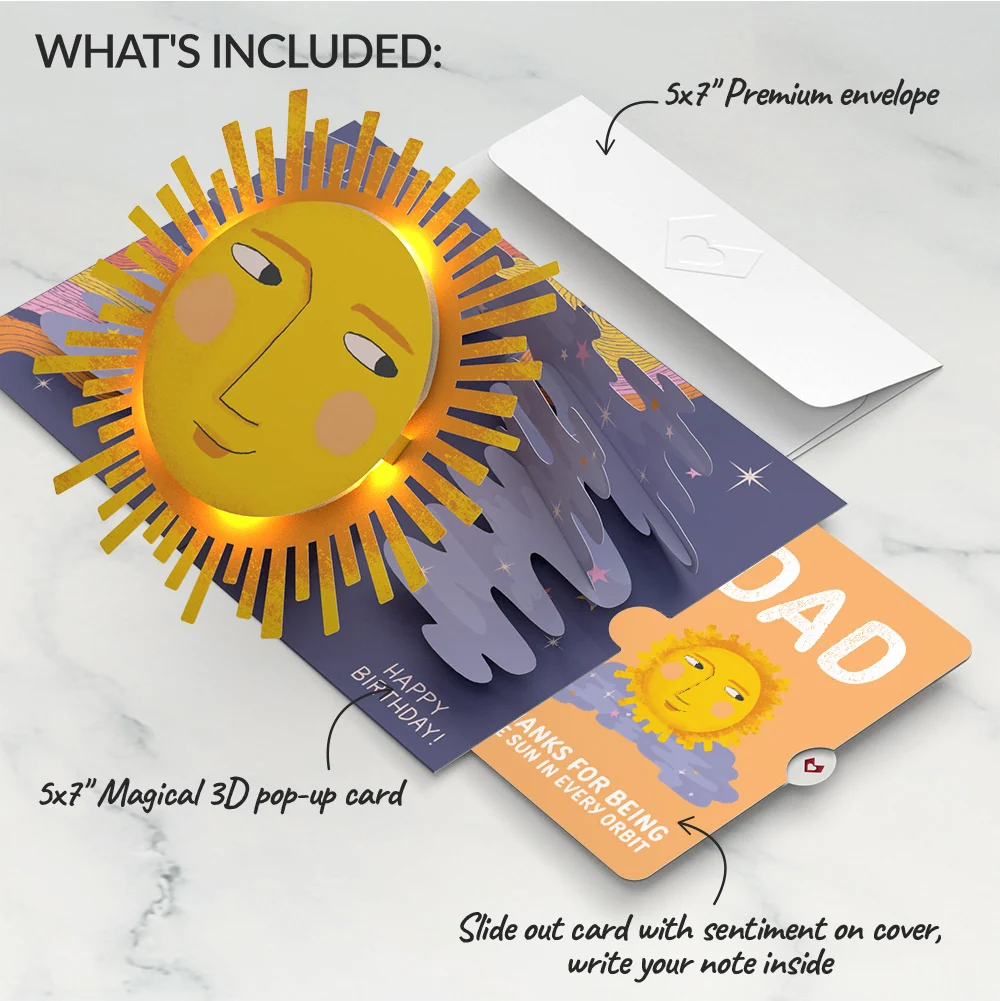 Lovepop Another Trip Around the Sun Birthday Light-Up Pop-Up Card and Sentiment Set for Dad - Image 2