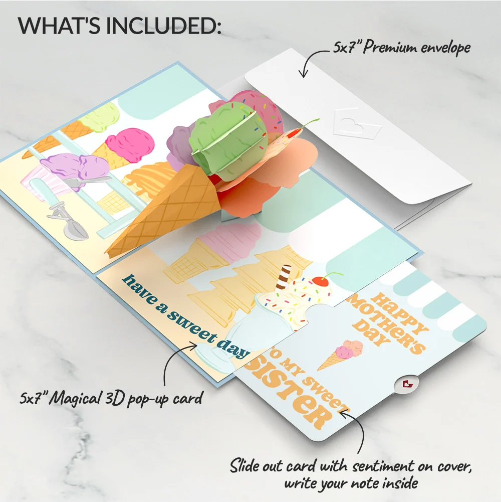 Lovepop Sweet Day Ice Cream Mother’s Day Pop-Up Card and Sentiment Set for Sister - Image 2