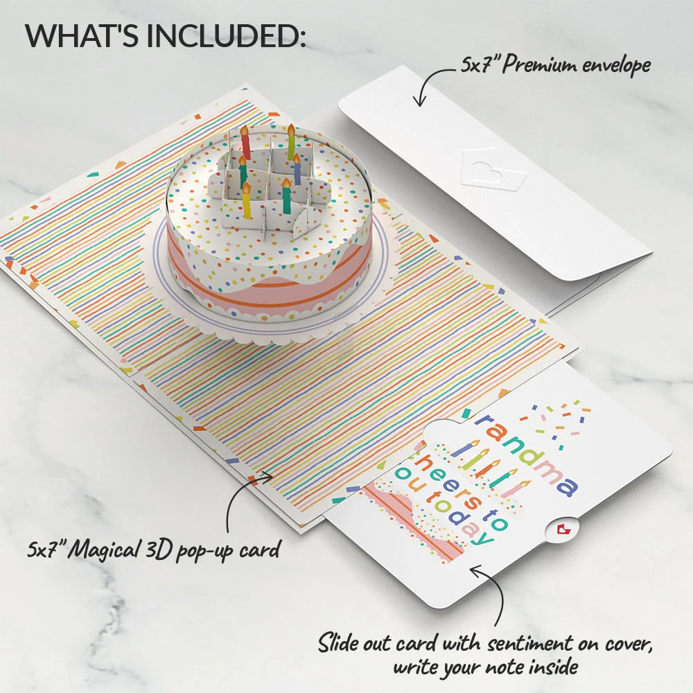 Lovepop Confetti Cake Birthday Pop-Up Card and Sentiment Set for Grandma Candle - Image 2