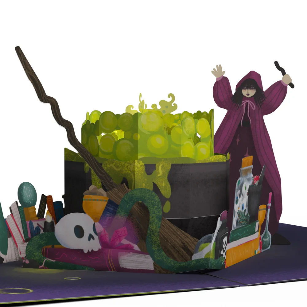 Lovepop Toil and Trouble Halloween Cauldron Music and Lights Pop-Up Card and Under Your Spell Anniversary Sentiment Set Jar - Image 3