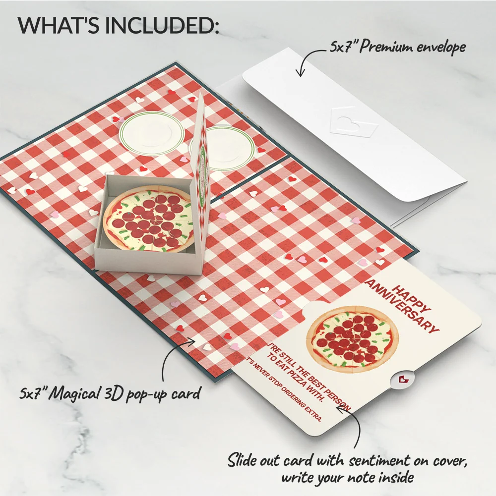 Lovepop Pizza Love Anniversary Pop-Up Card and Sentiment Set - Image 2