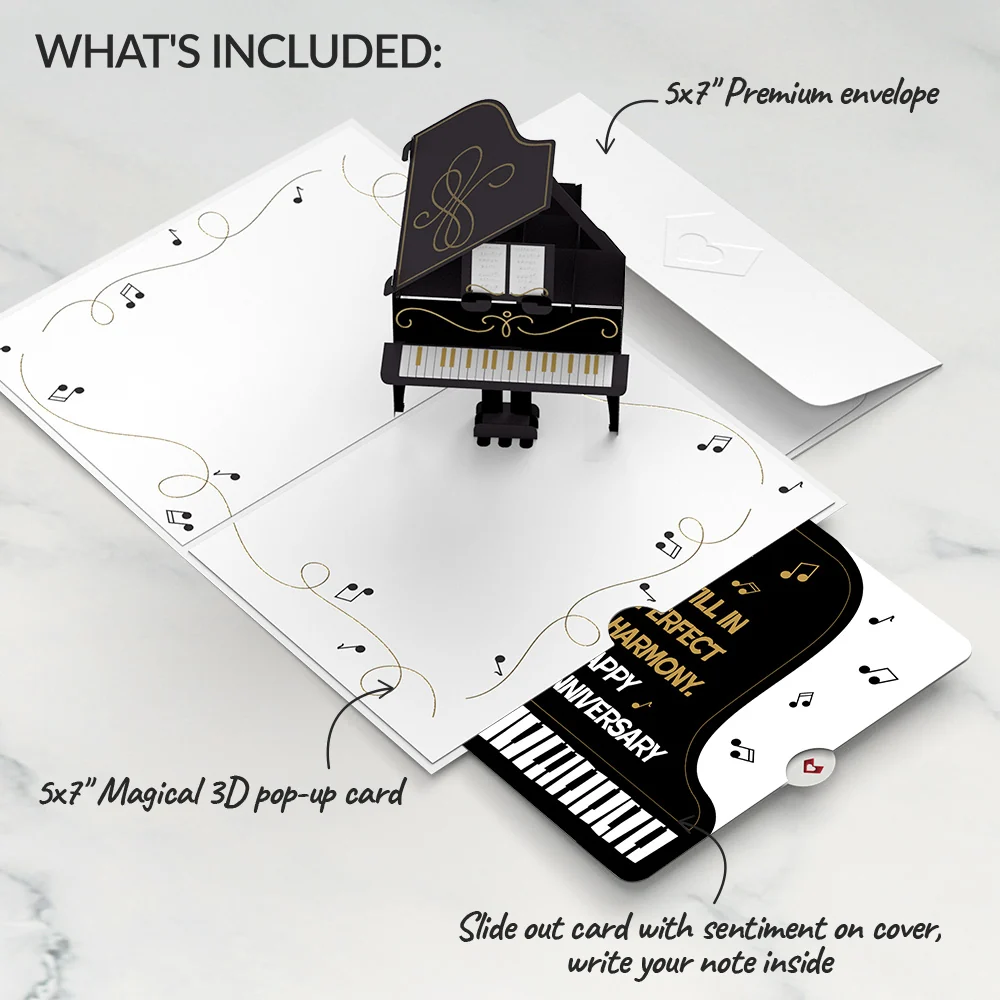 Lovepop Just a Note Piano Anniversary Pop-Up Card and Sentiment Set Lid - Image 2