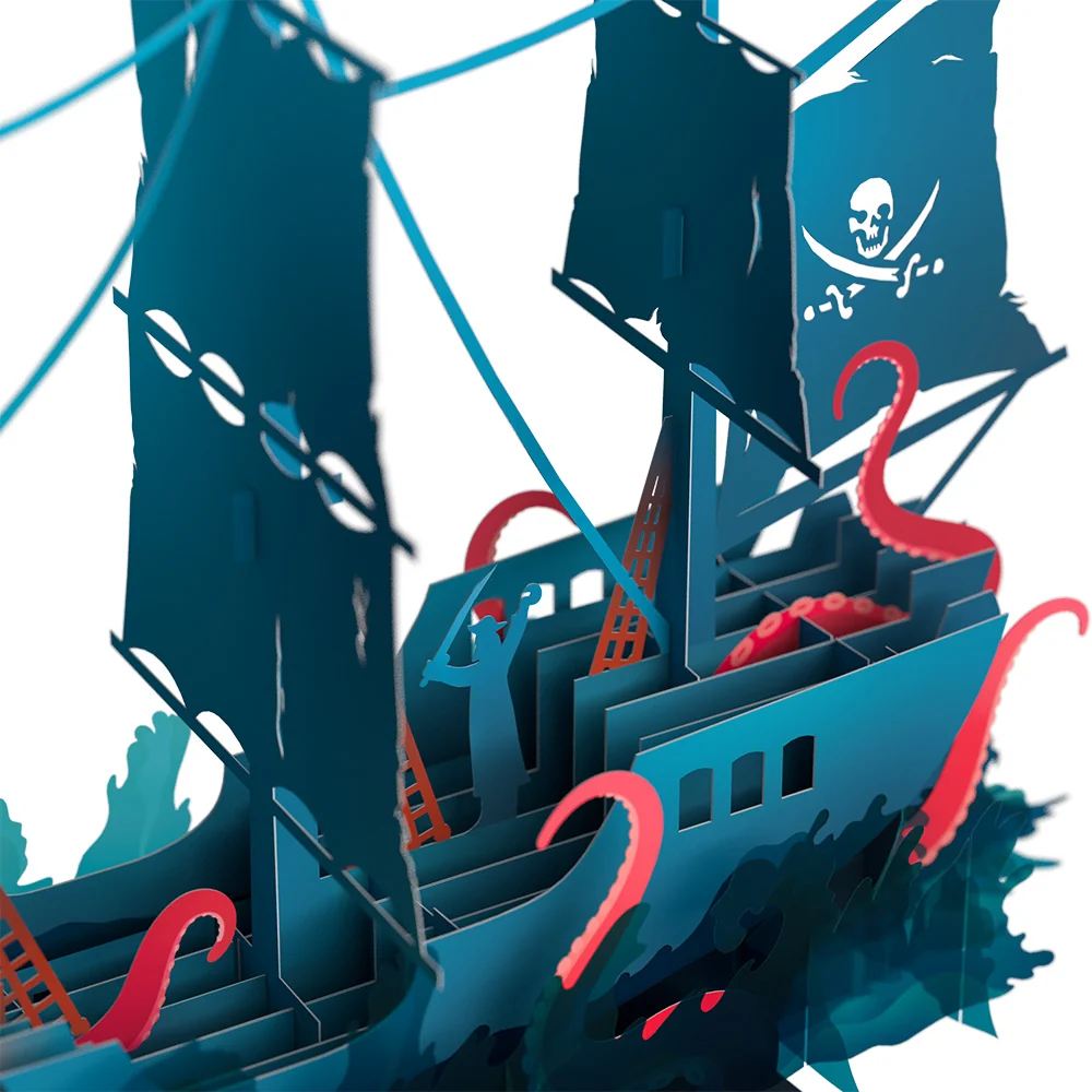 Lovepop Pirate Ship Unboxed Pop-Up Paper Sculpture - Image 5