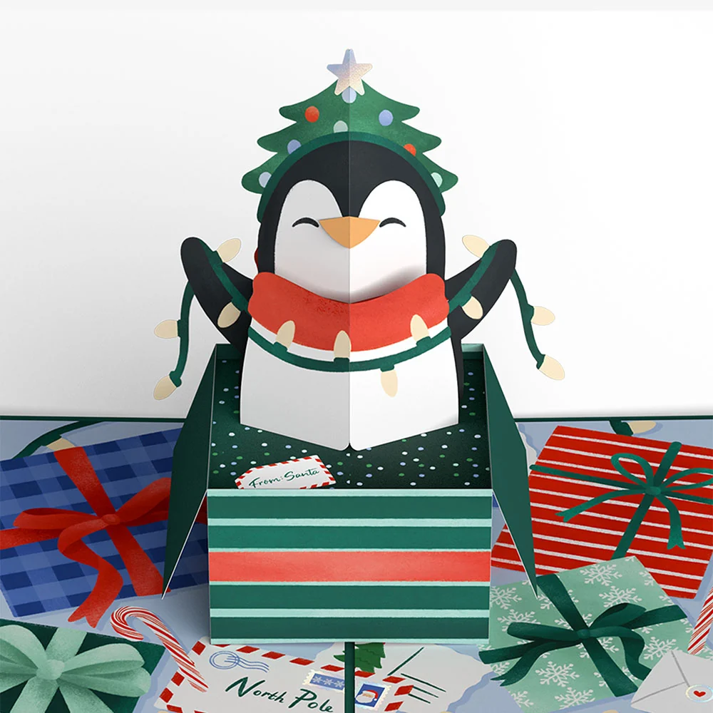 Lovepop Season's Greetings Penguin Surprise Christmas Pop-Up Card and Joyful New Year Sentiment Set - Image 3