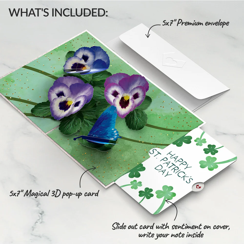 Lovepop Pansies St. Patrick’s Day Pop-Up Card and Sentiment Set - Image 2
