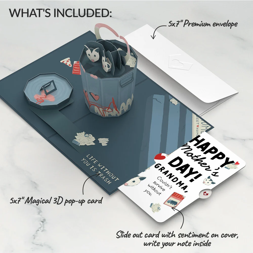 Lovepop Life Without You Is Trash Possums Mother’s Day Pop-Up Card and Sentiment Set for Grandmother - Image 2