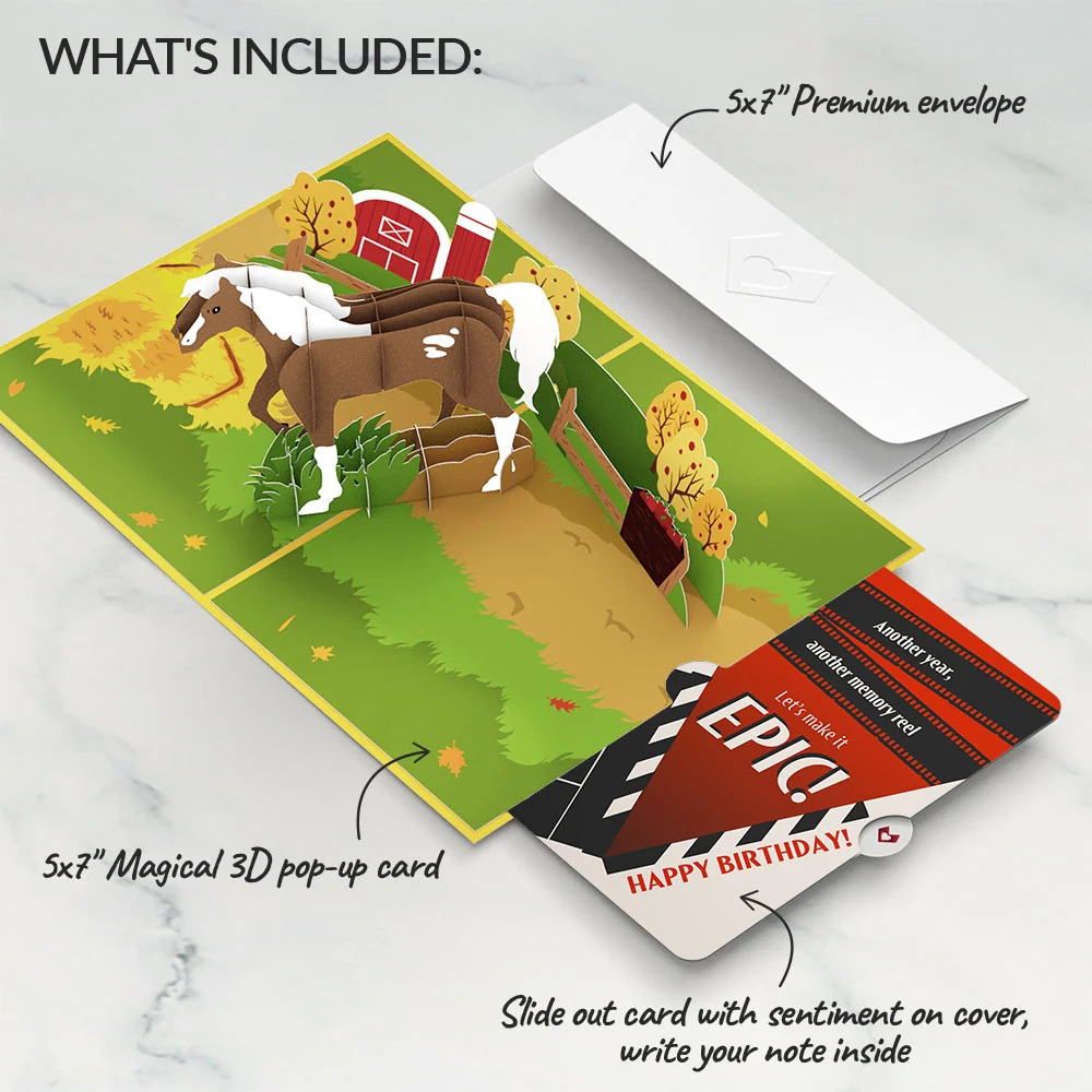 Lovepop Horse Birthday Pop-Up Card and Epic Reel Sentiment Set - Image 2