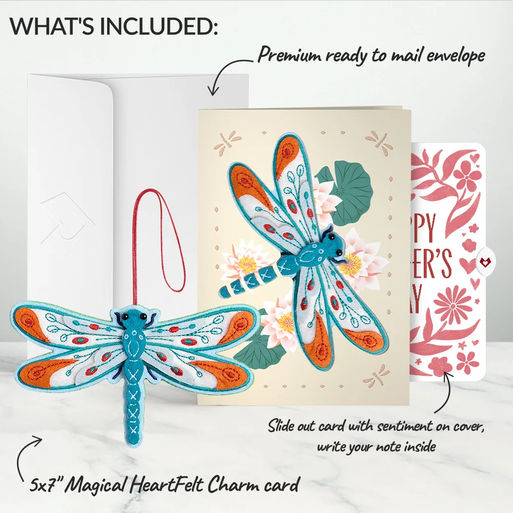 Lovepop Peaceful Dragonfly Mother’s Day HeartFelt Charm Card and Bold Petal Pattern Sentiment Set for Mom - Image 2