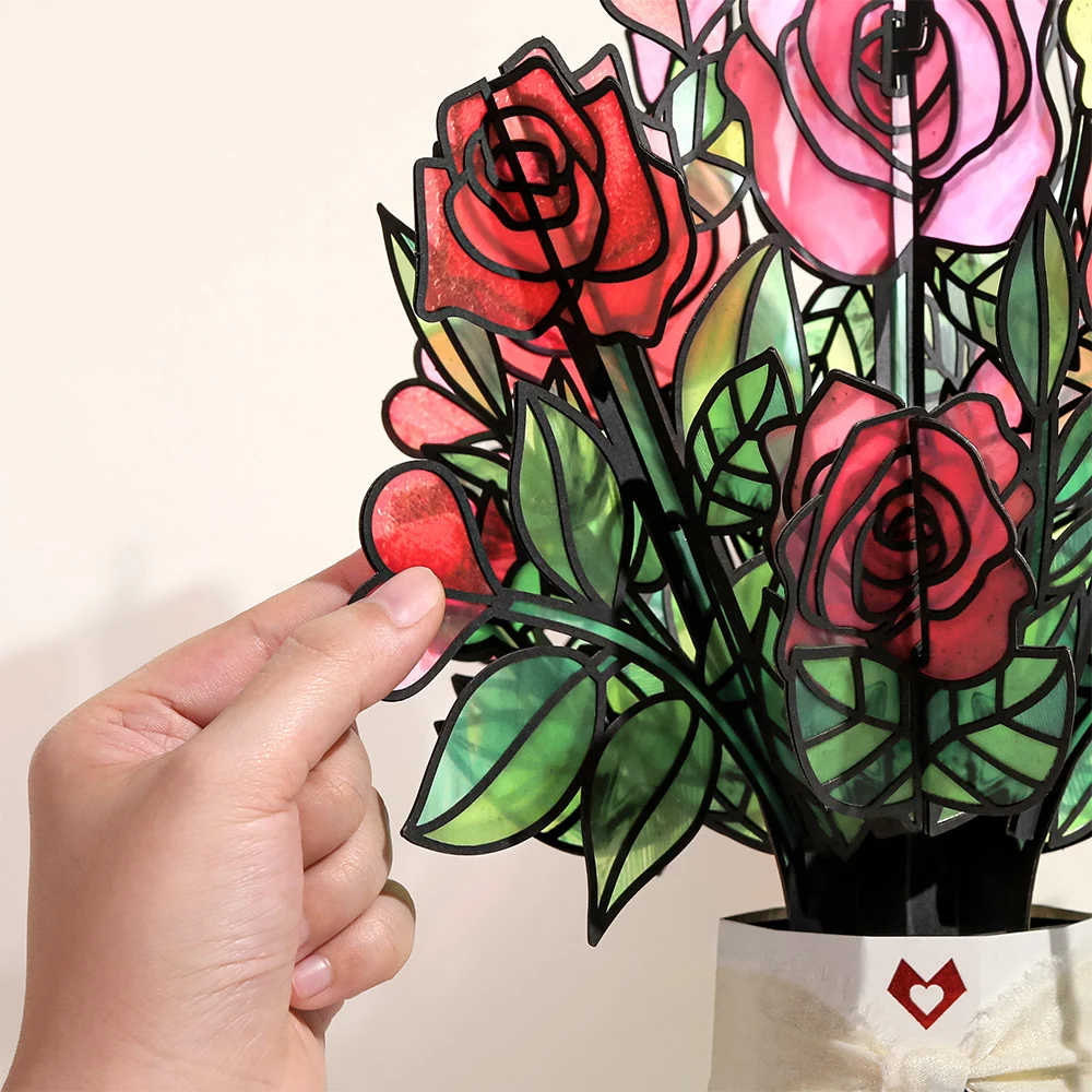 Lovepop Radiant Rose Birthday Suncatcher Bouquet and Rose Blooms Sentiment Set Glass - Image 3