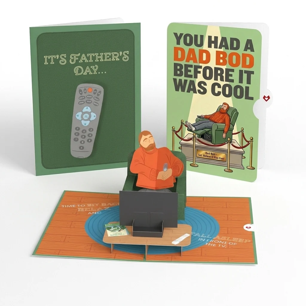 Lovepop Sit Back & Relax Father's Day Pop-Up Card and Dad Bod Sentiment Set Coffee