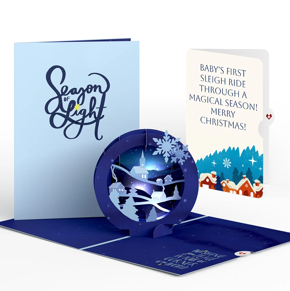 Lovepop Season of Light Winter Village Light-Up Pop-Up Card and First Christmas Sentiment Set for Baby