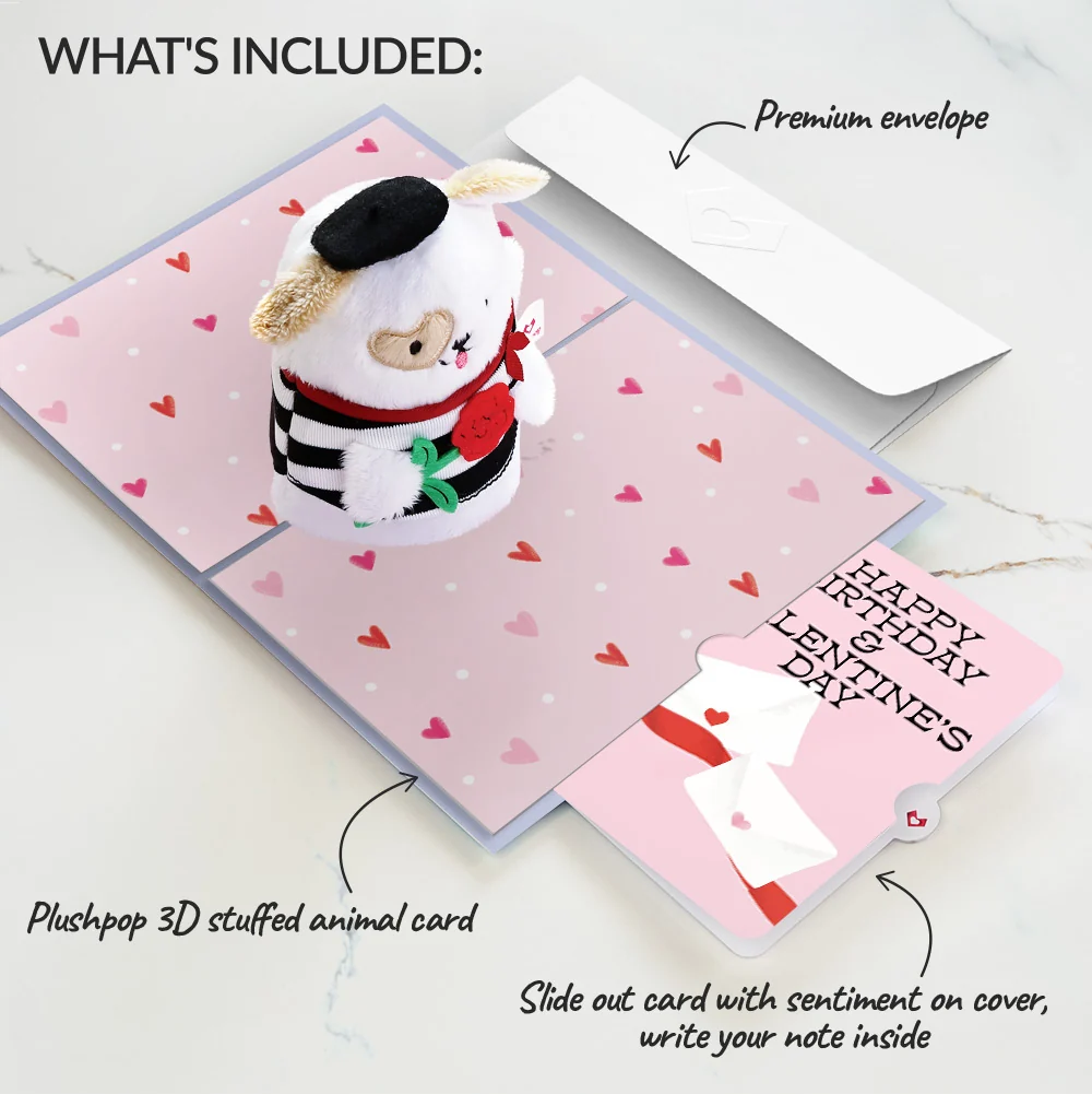 Lovepop French Love Dog Birthday Valentine Plushpop Card and Sentiment Set - Image 2