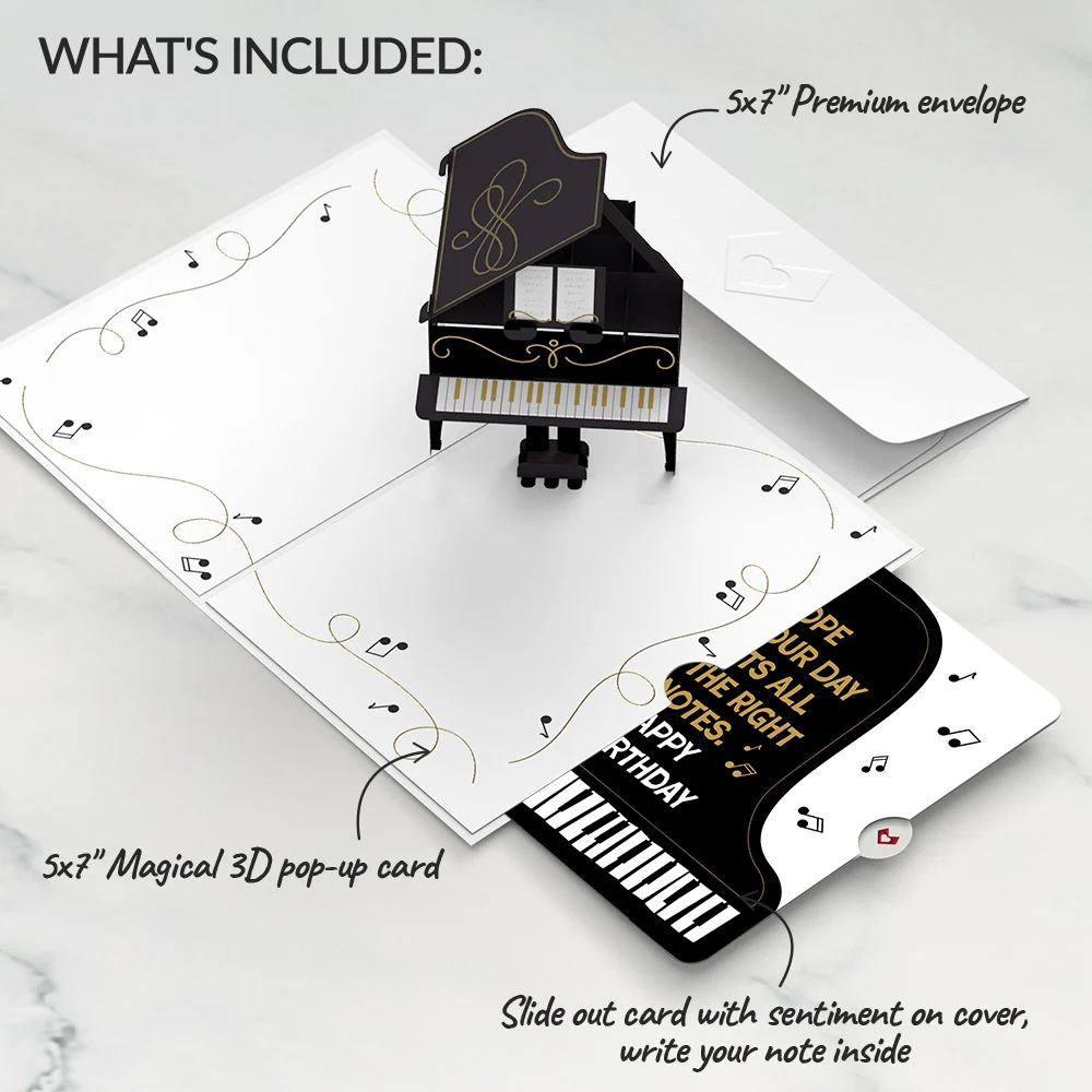 Lovepop Just a Note Piano Birthday Pop-Up Card and Sentiment Set Lid - Image 2
