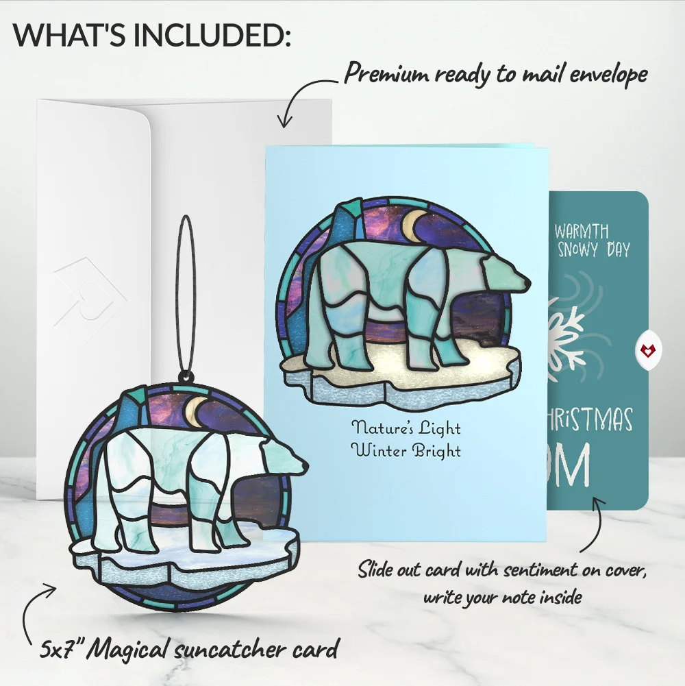 Lovepop Nature's Light Polar Bear Christmas Suncatcher Card and Sentiment Set for Mom Glass - Image 2
