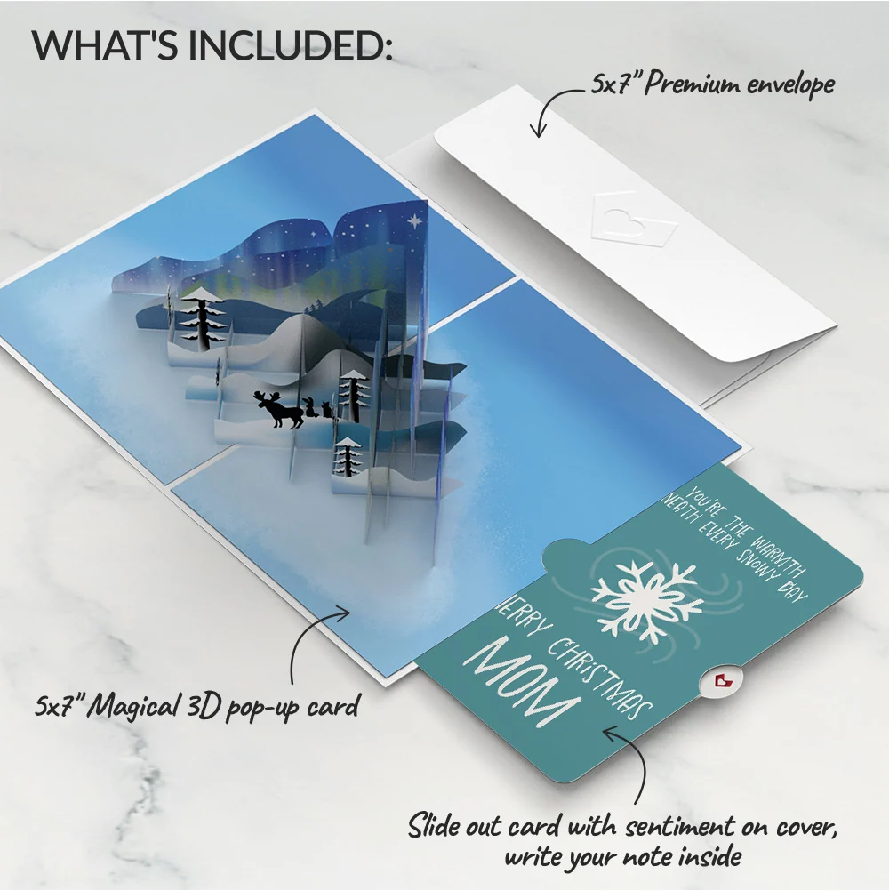 Lovepop Winter Borealis Scene Pop-Up Card and Sentiment Set for Mom - Image 2