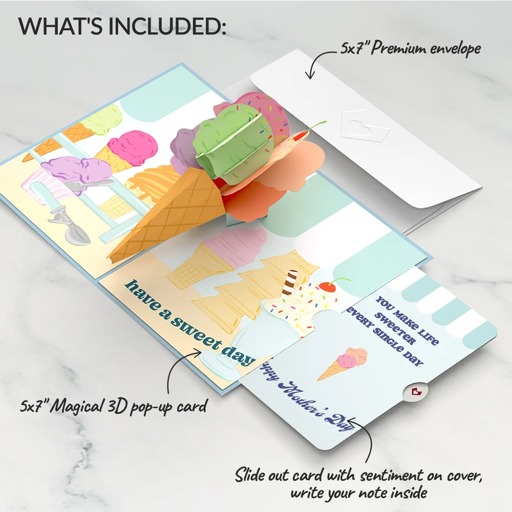 Lovepop Sweet Day Ice Cream Mother’s Day Pop-Up Card and Sentiment Set for Mom - Image 2