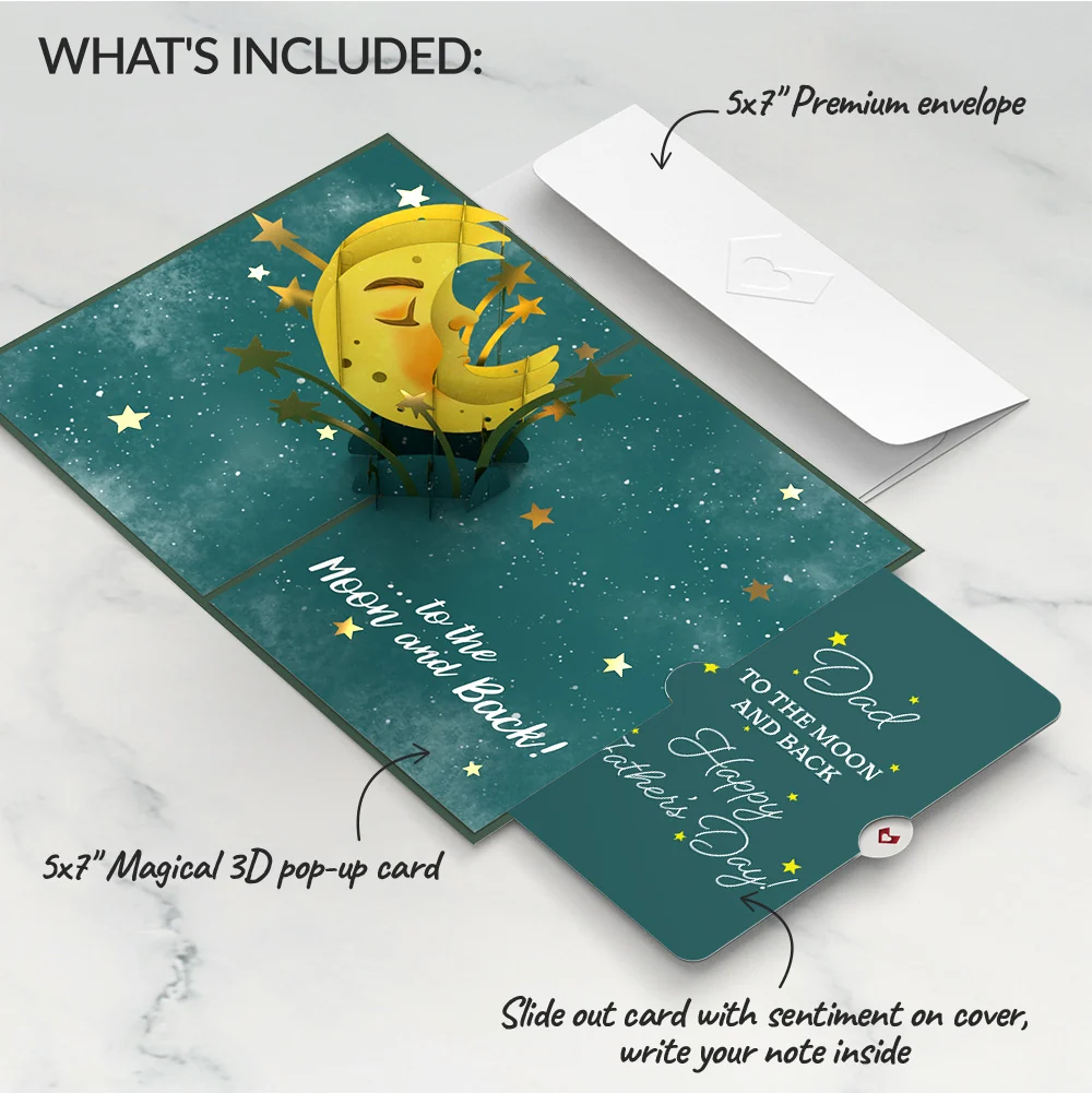 Lovepop Love You to the Moon and Back Father's Day Pop-Up Card and Sentiment Set for Dad - Image 2