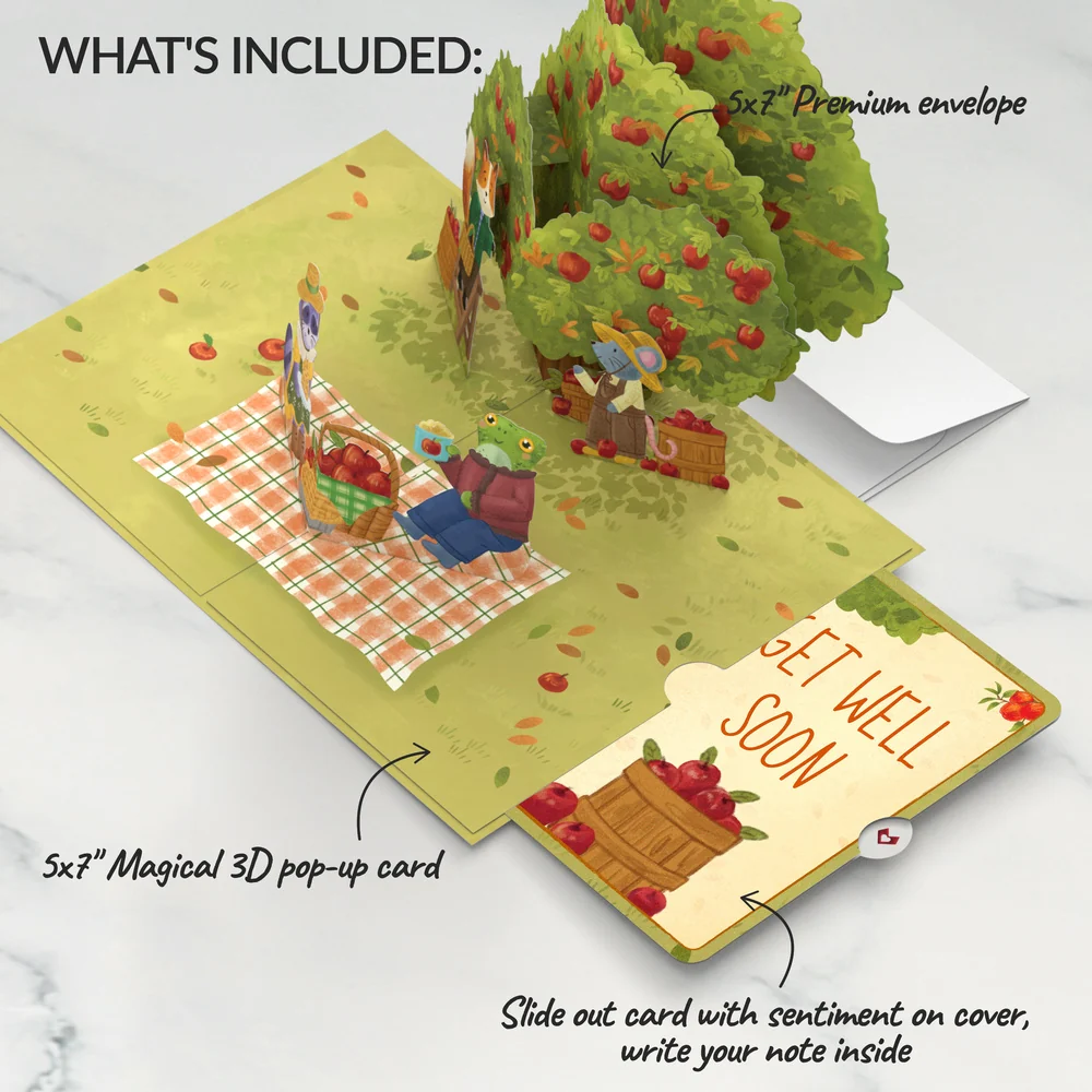 Lovepop Woodland Animals Autumn Greetings Get Well Pop-Up Card and Sentiment Set Basket - Image 2