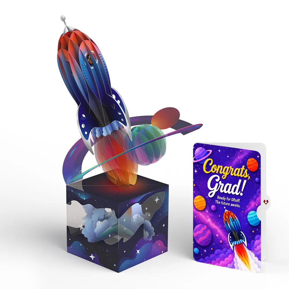 Lovepop Rocket Ship Graduations Unboxed Pop-Up Paper Sculpture and Sentiment Set