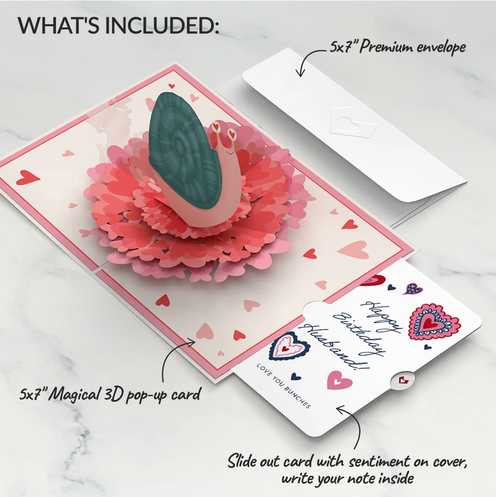 Lovepop Love You Slow Much Snail Birthday Pop-Up Card and Sentiment Set for Husband - Image 2