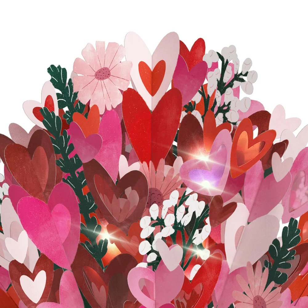 Lovepop Whimsical Hearts Valentine Light-Up Bouquet and Sentiment Set for Mom Vase - Image 3