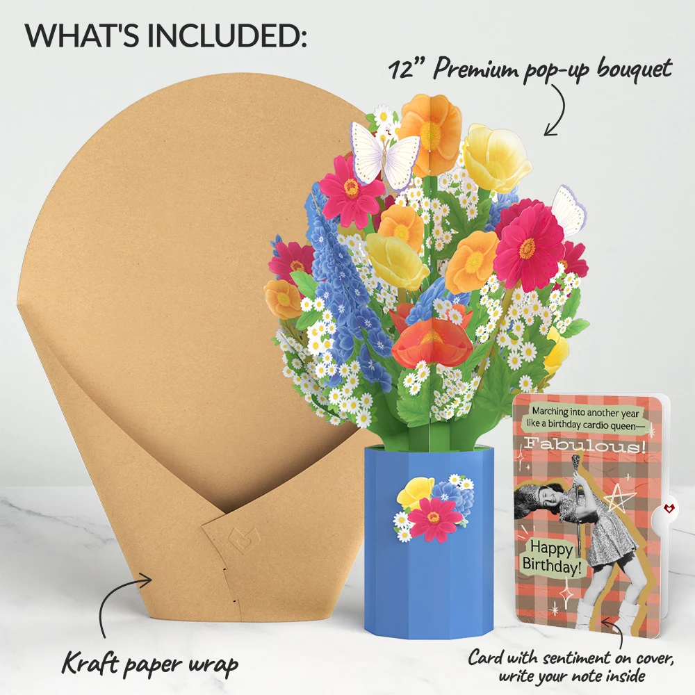 Lovepop Wildflower Birthday Bouquet and Cardio Queen Sentiment Set Vase - Image 2