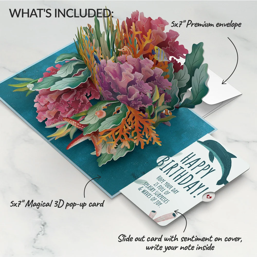 Lovepop Coral Reef Wonders Birthday Pop-Up Card and Sentiment Set - Image 2