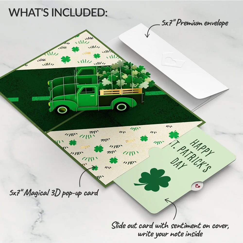 Lovepop Truckloads of Luck St. Patrick’s Day Pop-Up Card and Jade Clover Sentiment Set - Image 2